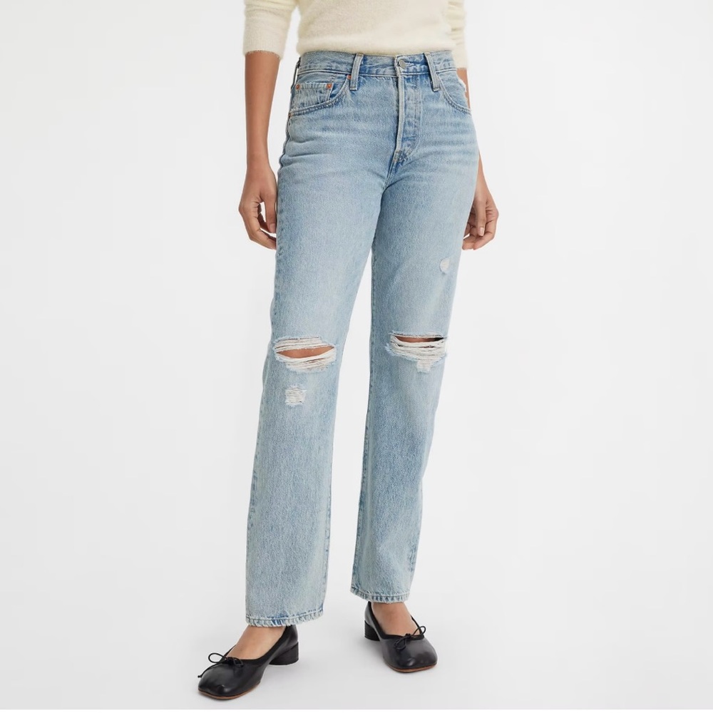 Levi’s 501 Medium Wash Distressed Jeans